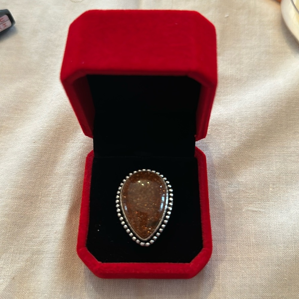 Deep gold Sandstone sterling ring